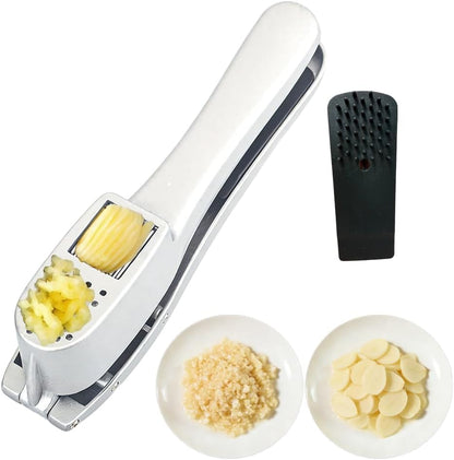 Garlic Press and Slicer 2-in-1,Multifunctional Garlic Slicing & Mincer with Cleaning Brush, Effortlessly Crush and Mince with This Ergonomic Handle-Garlic,Dishwasher Safe,Aluminum Alloy,Kitchen Tool