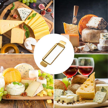 Butter & Cheese Slicer Cutter, Stainless Steel Ergonomic Cutter with Portable Grip Portion Control Slicing Tool for Butter Block Cheese Fruits Vegetables(Gold)