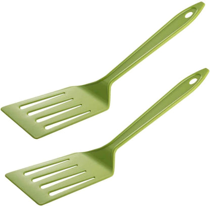 Hutzler 11-inch LOPOL Reinforced Nylon Slotted Spatula Turner, Set of 2 (Green)