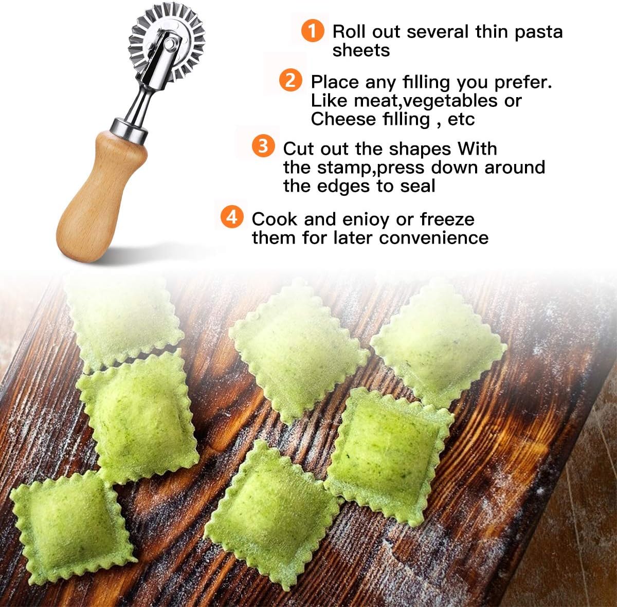 Pastry Wheel Cutter - Pasta Cutter Wheel - Ravioli Crimper Cutter Wheel for Home and Kitchen Use, 1.3inch