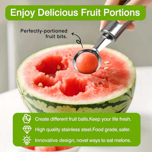 Double-Ended Fruit & Ice Cream Scoop – Stainless Steel Melon Baller and Parisienne Scoop (30mm)