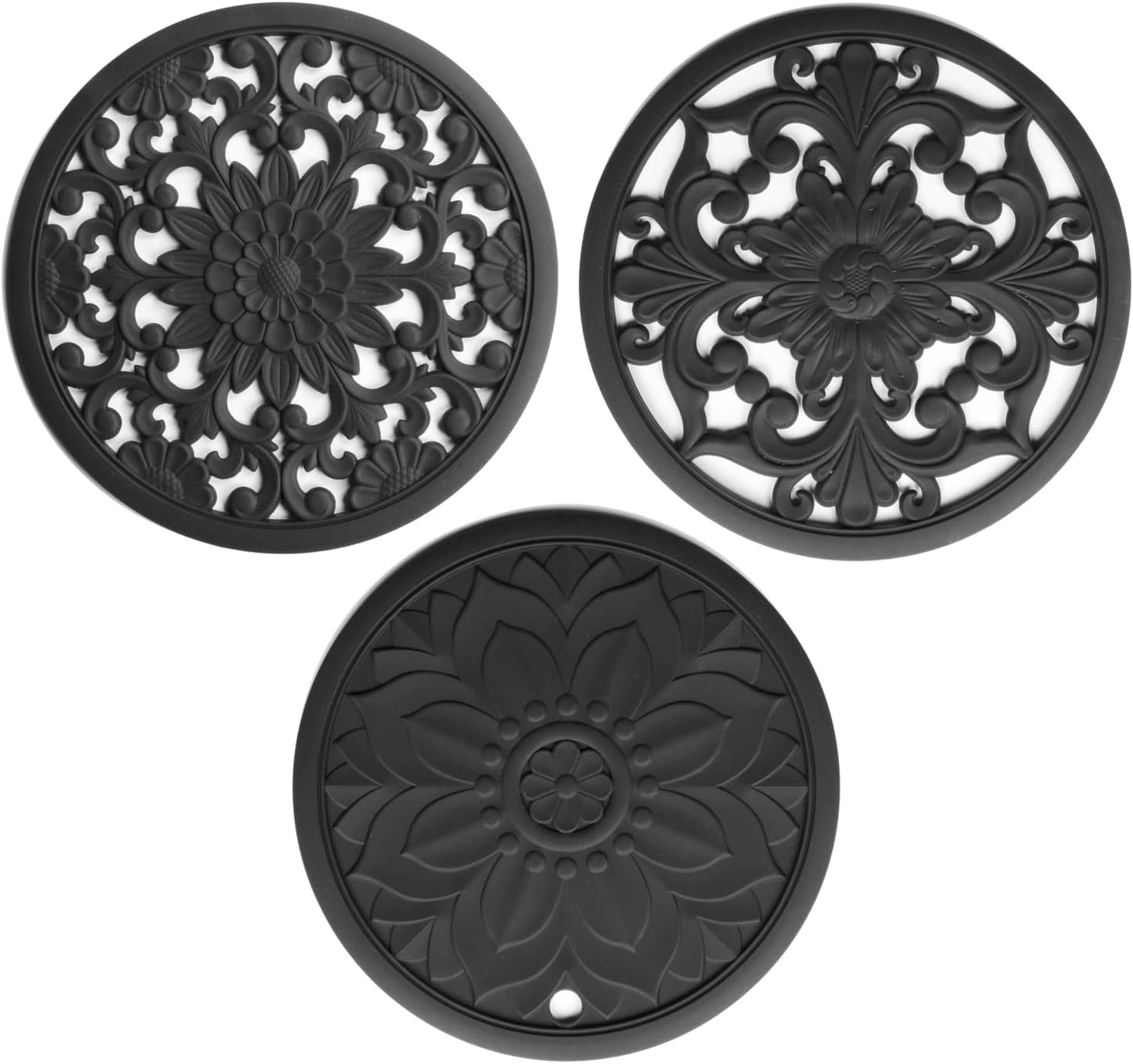 Silicone Trivets Mats-Trivets for Hot Dishes, Table, Countertop, Non-Slip Heat Resistant Modern Kitchen Teapot Trivet - Flexible Trivet Square, Hot Pads for Pots & Pans of 3 Blue