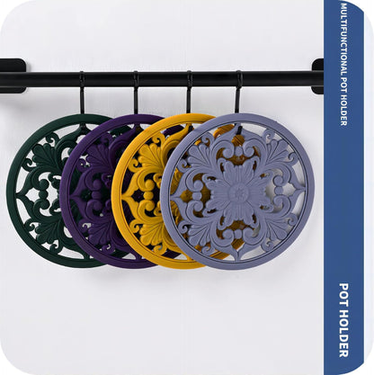Silicone Trivets Mats-Trivets for Hot Dishes, Table, Countertop, Non-Slip Heat Resistant Modern Kitchen Teapot Trivet - Flexible Trivet Square, Hot Pads for Pots & Pans of 3 Blue
