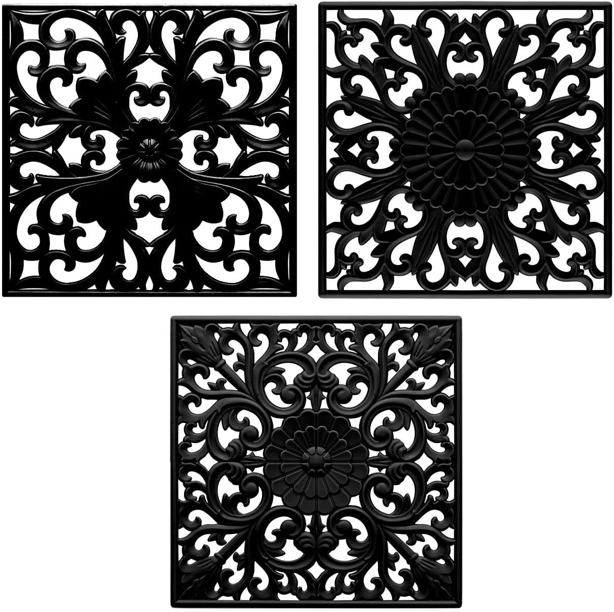 Silicone Trivets Mats-Trivets for Hot Dishes, Table, Countertop, Non-Slip Heat Resistant Modern Kitchen Teapot Trivet - Flexible Trivet Square, Hot Pads for Pots & Pans of 3 Blue
