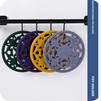 Silicone Trivets Mats-Trivets for Hot Dishes, Table, Countertop, Non-Slip Heat Resistant Modern Kitchen Teapot Trivet - Flexible Trivet Square, Hot Pads for Pots & Pans of 3 Blue