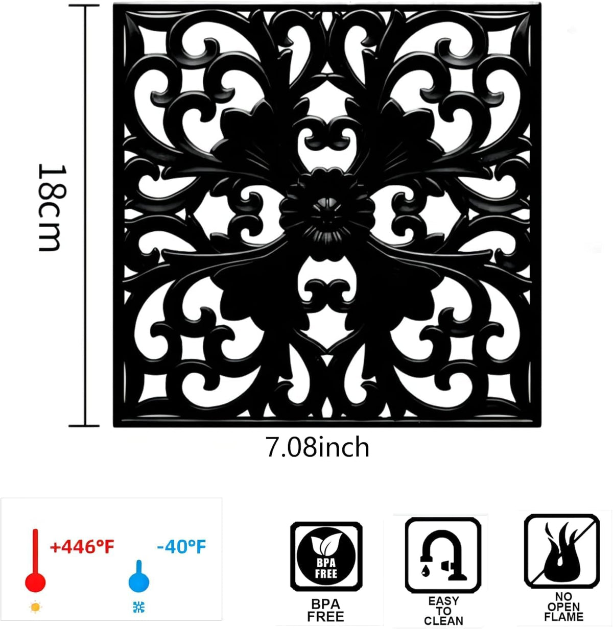 Silicone Trivets Mats-Trivets for Hot Dishes, Table, Countertop, Non-Slip Heat Resistant Modern Kitchen Teapot Trivet - Flexible Trivet Square, Hot Pads for Pots & Pans of 3 Blue