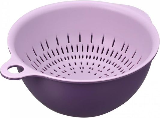 Kitchen Strainer Colander Bowl Set, Small Double Layer Drain Basin and Basket Suitable for Fruits, Vegetables, Pasta, Berry - Purple