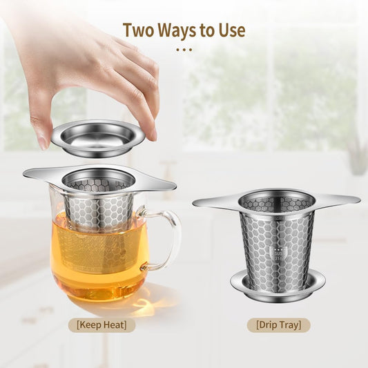 Tea Infuser for Loose Leaf Tea, 316 Stainless Steel Tea Infuser with Handles, Extra Fine Mesh Tea Strainers Filter Fine Tea Leaves, Fits Tea Pots, Mugs, 1 Pack