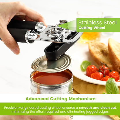 Stainless Steel Manual Can Opener with Soft Grip Handles, Black