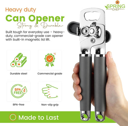 Stainless Steel Manual Can Opener with Soft Grip Handles, Black