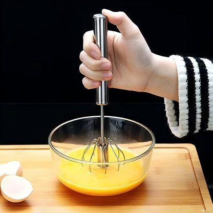3 Pack Stainless Steel Egg Whisk, Hand Push Rotary Whisk Blender, Versatile Easy Whisk, Hand Push Mixer Stirrer for Beating Eggs, Frothing Milk, Blending, Mixing, Whipping Smoothies & Shakes