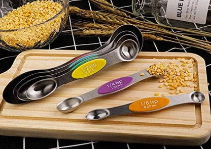 Magnetic Measuring Spoons Set Stainless Steel Dual Sided Measuring Spoons