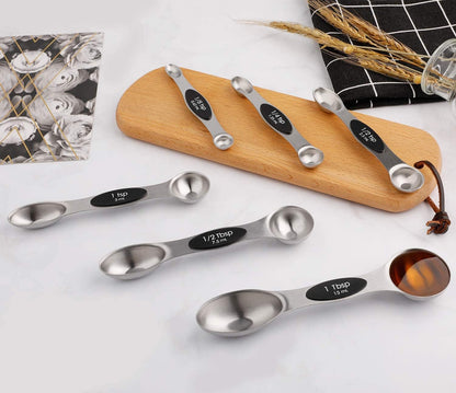 Magnetic Measuring Spoons Set Stainless Steel Dual Sided Measuring Spoons