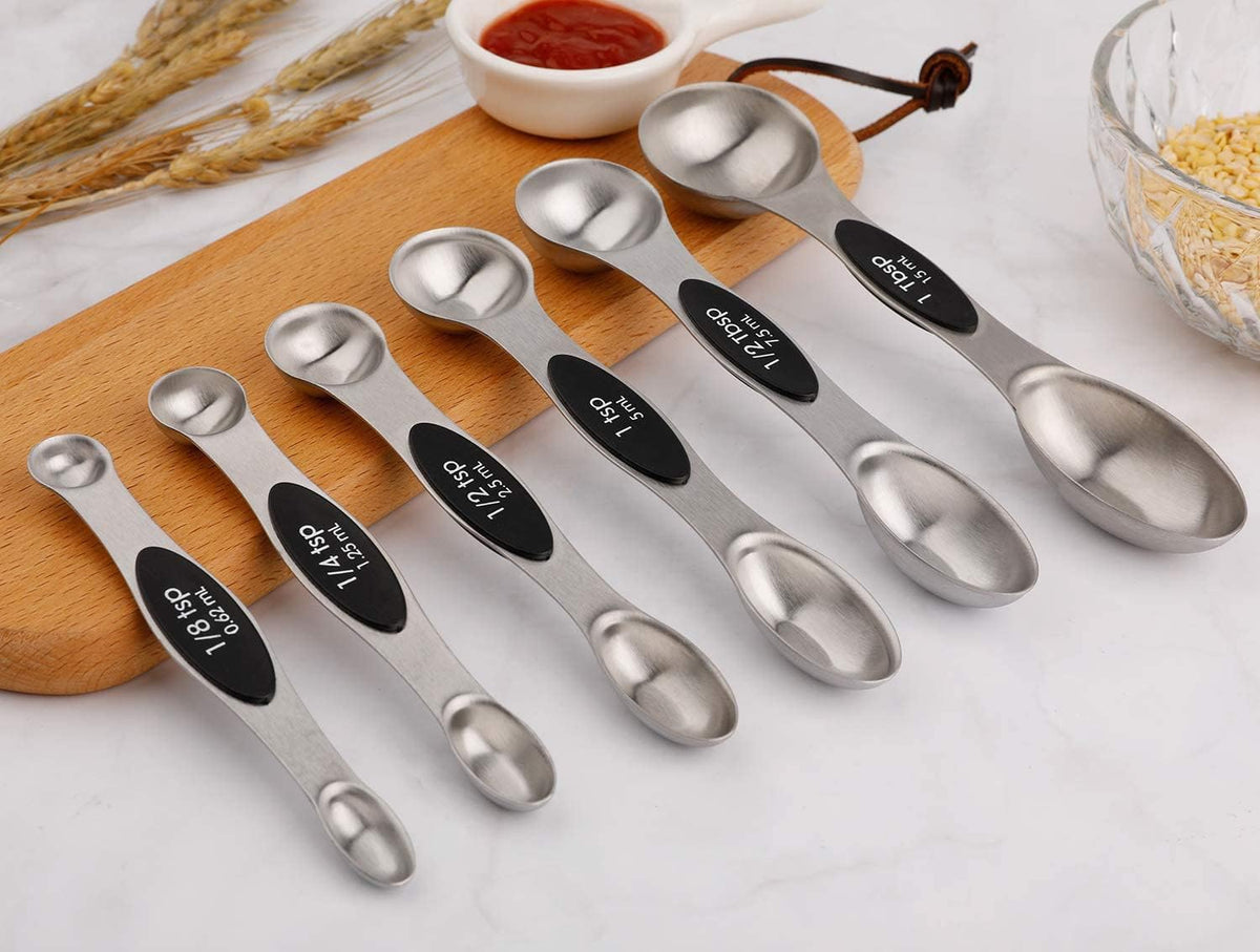 Magnetic Measuring Spoons Set Stainless Steel Dual Sided Measuring Spoons