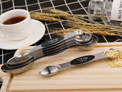 Magnetic Measuring Spoons Set Stainless Steel Dual Sided Measuring Spoons