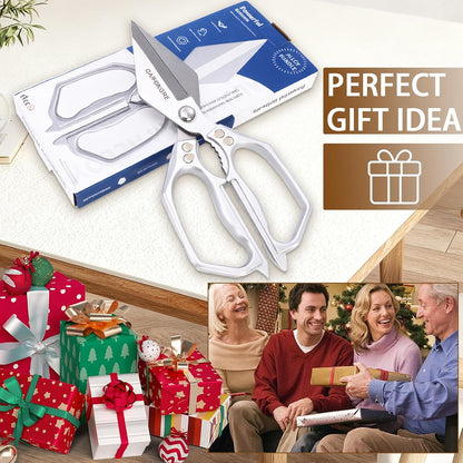 Heavy Duty Kitchen Scissors, Sharp Multifunctional Shears for Food with Full Metal Construction, Dishwasher Safe, Ergonomic Handle for Cutting Poultry, Meat, Fish, Herbs