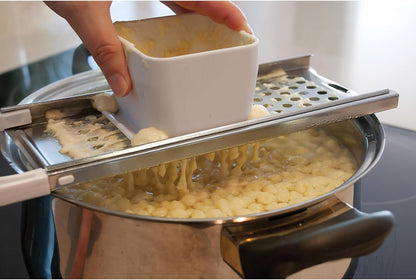 Kitchen Spaetzle Noodle Dumpling Maker Lid with Scraper, Fits up to 10.5-Inch Pots