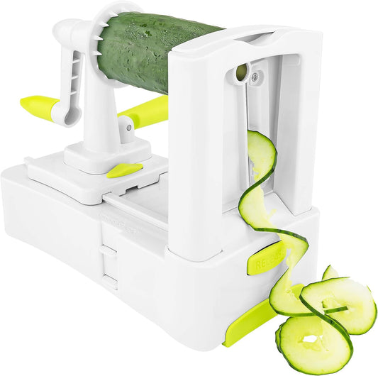 " 3-Blade Spiral Vegetable Slicer - Zucchini, Spaghetti Noodle Maker for Fruits & Veggies, Tabletop Design"