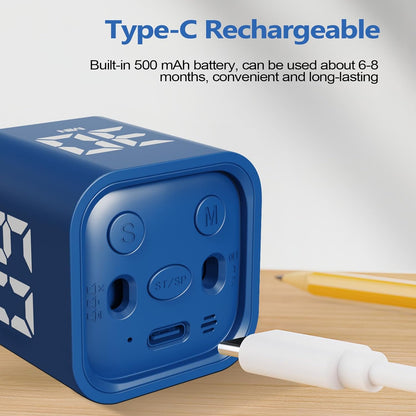 Multi-Function Cube Timer, 5/10/30/60 Min & Custom Count Down, Included Pause & Resume Feature, Silent, Vibrate & Adjustable Sound Alarm for Productivity in Tasks, Study & Kitchen, Purple