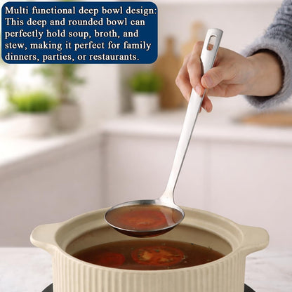 Kitchen Ladle Spoon and Spaghetti Spoon Set 2 pieces, Pasta Spoon Stainless Steel Kitchen Utensils for Cooking, Stirring, Serving Spaghetti, Soup, Sauce, Dishwasher Safe