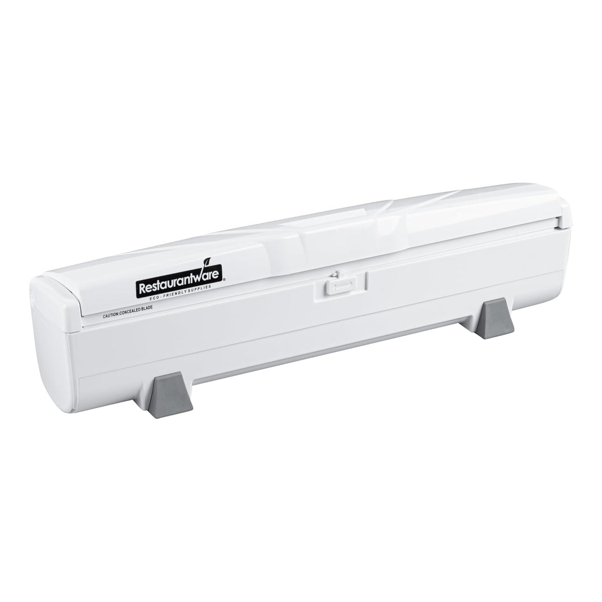 Chef 101 Food Wrap Dispenser with Cutter, 1 Refillable Cling Wrap Dispenser - Fits 12” to 18” x 1000’ Rolls, Press Down and Cut, White Plastic Aluminum Foil, Sharp Blade