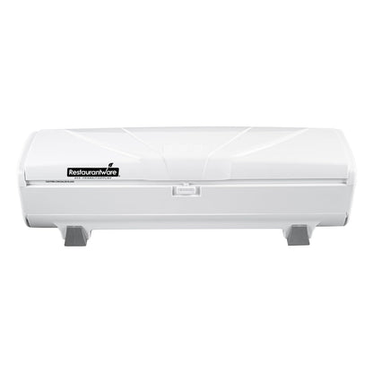 Chef 101 Food Wrap Dispenser with Cutter, 1 Refillable Cling Wrap Dispenser - Fits 12” to 18” x 1000’ Rolls, Press Down and Cut, White Plastic Aluminum Foil, Sharp Blade