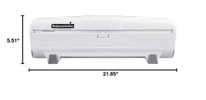 Chef 101 Food Wrap Dispenser with Cutter, 1 Refillable Cling Wrap Dispenser - Fits 12” to 18” x 1000’ Rolls, Press Down and Cut, White Plastic Aluminum Foil, Sharp Blade