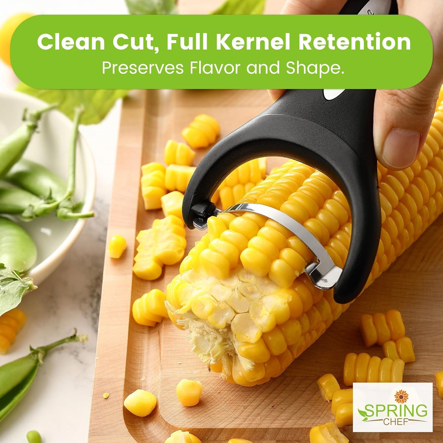 Stainless Steel Corn Peeler – Corn on the Cob Stripper Tool – Durable & Efficient Kernel Remover Tool – Easy to Use Kernel Cutter - Dishwasher Safe Kitchen Gadget - Black