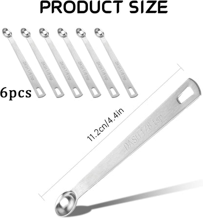 6 PCS 1/8 Teaspoon (1/8 Tsp | 0.625 mL | 0.625 cc) Single Measuring Spoon, Stainless Steel 1/8 Tsp Small Measuring Spoon Mini Measuring Spoons
