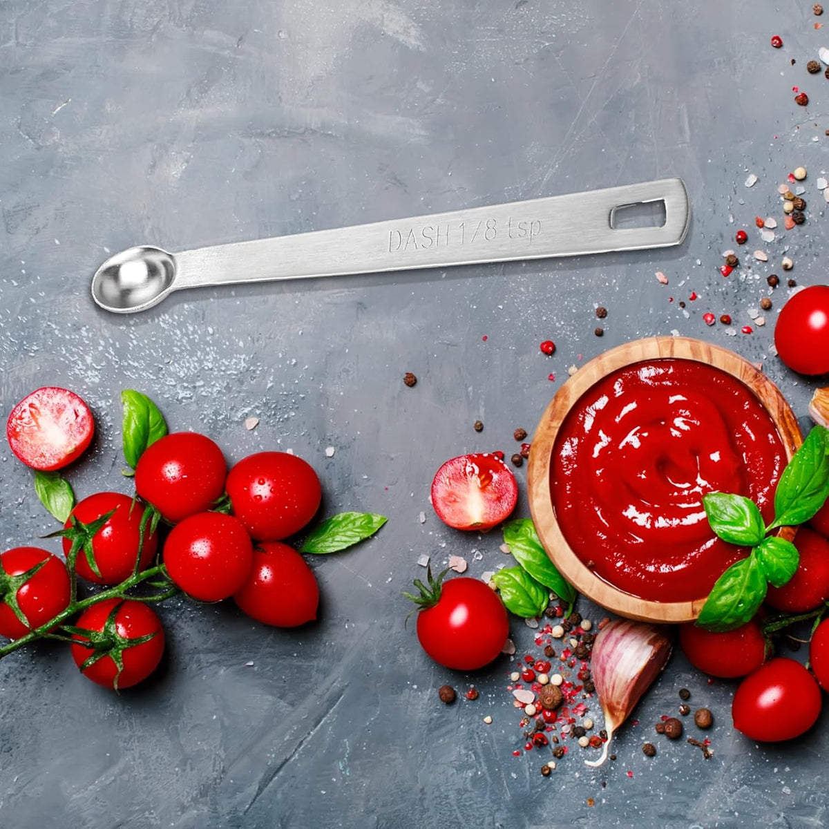 6 PCS 1/8 Teaspoon (1/8 Tsp | 0.625 mL | 0.625 cc) Single Measuring Spoon, Stainless Steel 1/8 Tsp Small Measuring Spoon Mini Measuring Spoons
