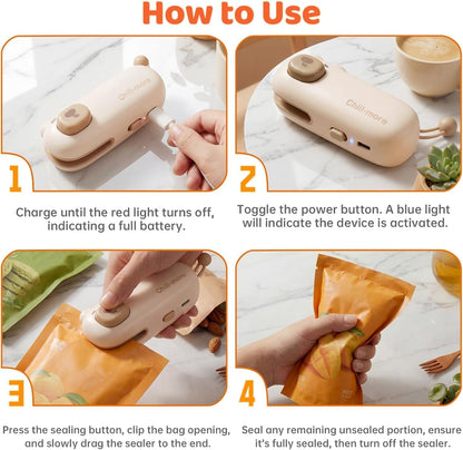 Mini Rechargeable Bag Sealer with Magnet,Heat Sealers for Chip Snack