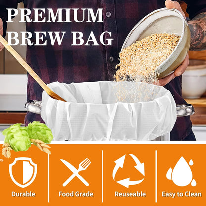 2 Pack Brew Bags 26x22 Inch 250 Micron Reusable with Drawstring for Beer