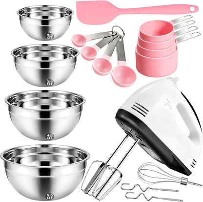 Showvigor Electric Hand mixer - 7 Adjustable Speed 180W Handheld Mixer Electric Whisk with 5 Stainless Steel Accessories, Turbo Boost/Self-Control Speed + Eject Button Food Beater for Cakes Eggs