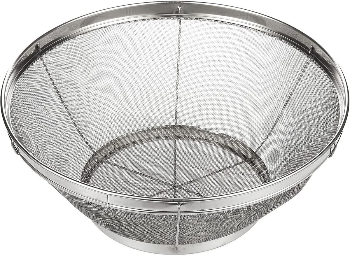 Stainless Steel Fine Mesh Strainer - Durable Rust-Resistant Mesh Colander - Ergonomic Handle Rice Colander - Ultra-Fine Flour Sifter - Dishwasher Safe with Stable Design - 11 in x 4 in, Silver