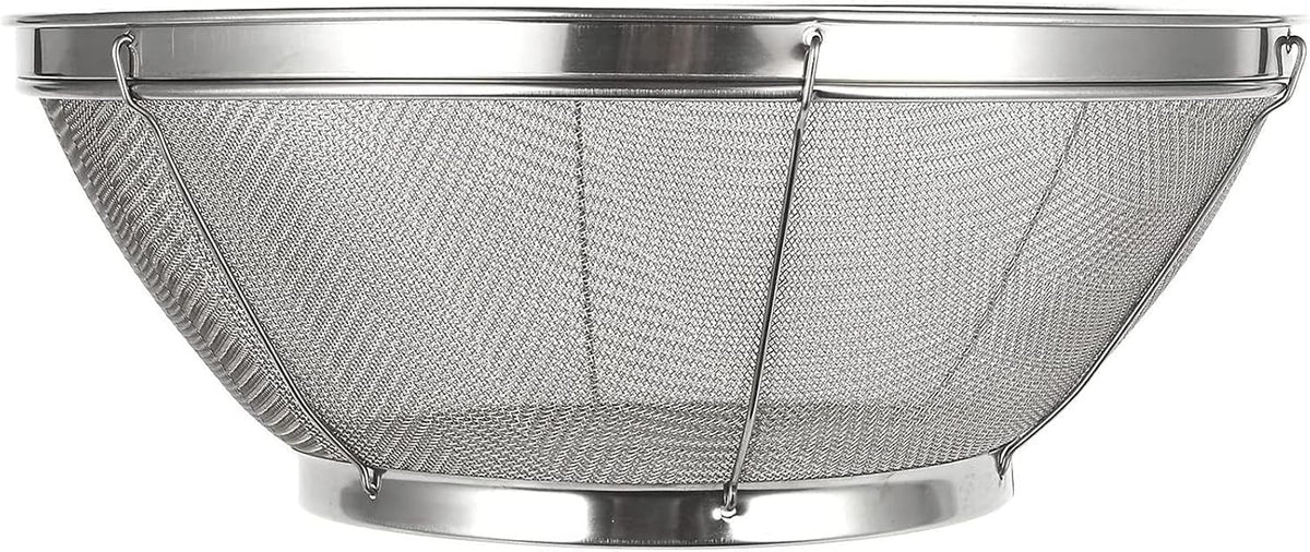 Stainless Steel Fine Mesh Strainer - Durable Rust-Resistant Mesh Colander - Ergonomic Handle Rice Colander - Ultra-Fine Flour Sifter - Dishwasher Safe with Stable Design - 11 in x 4 in, Silver