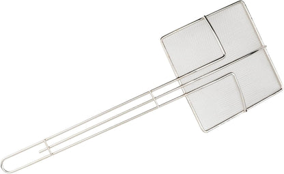 Square Mesh Skimmer | 6.5" Medium 20L | Stainless Steel Spider Cooking Oil Strainer with Long Handle for Kitchen | Deep Nickel Fryer Scoop for Professional Restaurant Use