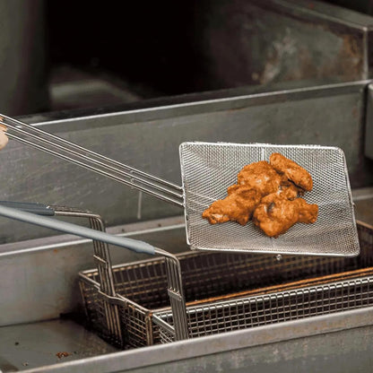 Square Mesh Skimmer | 6.5" Medium 20L | Stainless Steel Spider Cooking Oil Strainer with Long Handle for Kitchen | Deep Nickel Fryer Scoop for Professional Restaurant Use