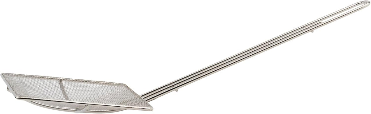 Square Mesh Skimmer | 6.5" Medium 20L | Stainless Steel Spider Cooking Oil Strainer with Long Handle for Kitchen | Deep Nickel Fryer Scoop for Professional Restaurant Use