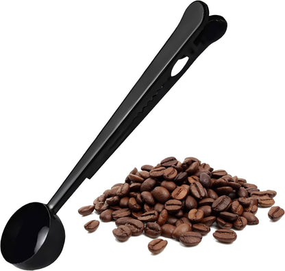 ® Coffee Bean Measuring Spoon with Bag Clip | Stainless Steel Coffee Scoop with Built-in Bag Sealer | Coffee Spoons | Bar Spoon (Gold)