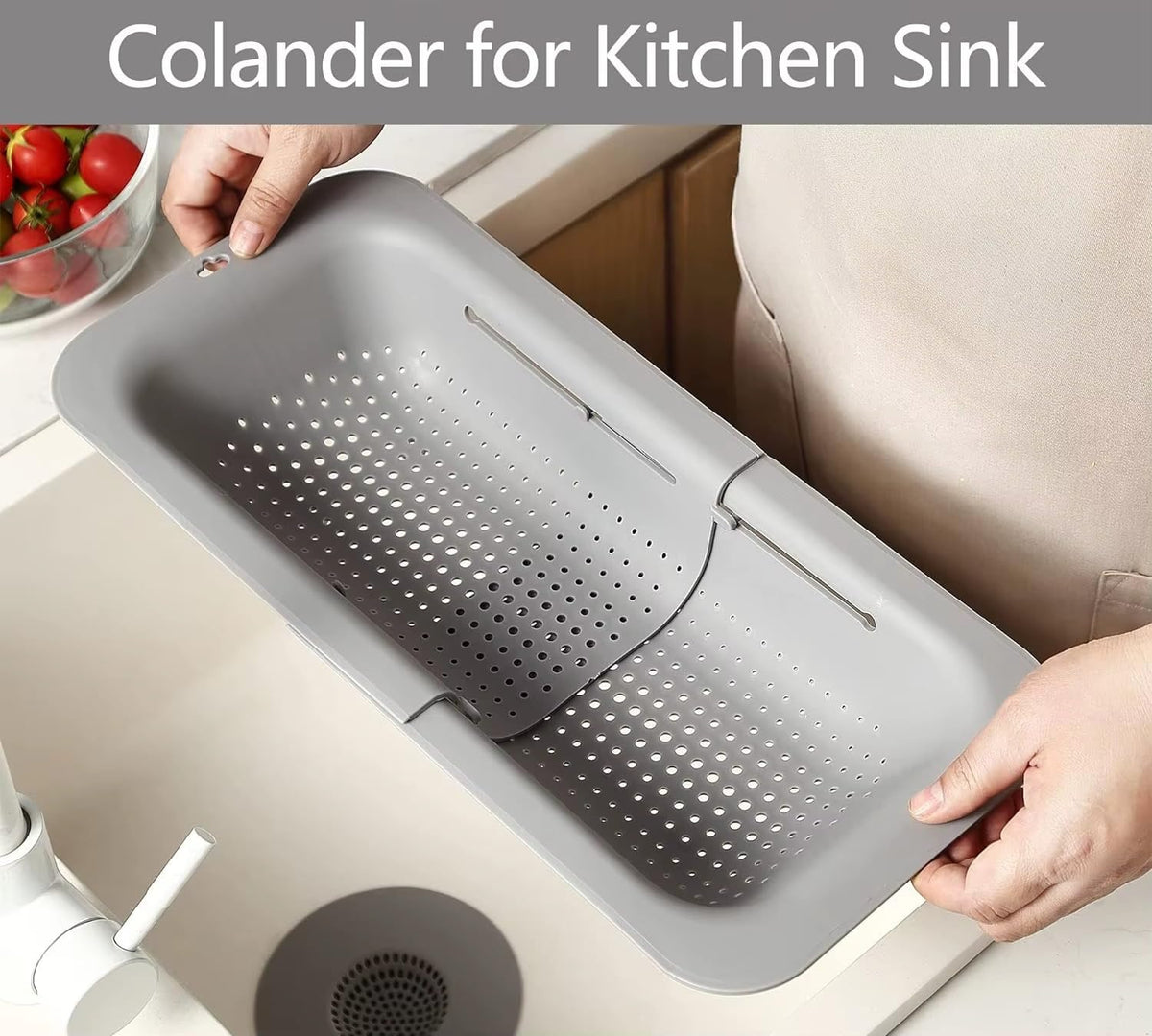 Colander Over the Sink Strainer basket - Extendable Sink Colander - Wash Fruits and Vegetable. Drain cooked Pasta and Dishes - Efficient Kitchen - Pink 8x19.5x2.8 inches (Pink)