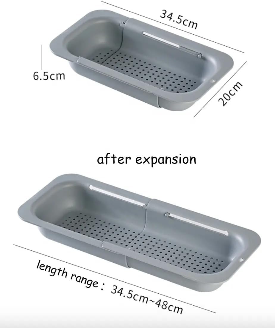 Colander Over the Sink Strainer basket - Extendable Sink Colander - Wash Fruits and Vegetable. Drain cooked Pasta and Dishes - Efficient Kitchen - Pink 8x19.5x2.8 inches (Pink)