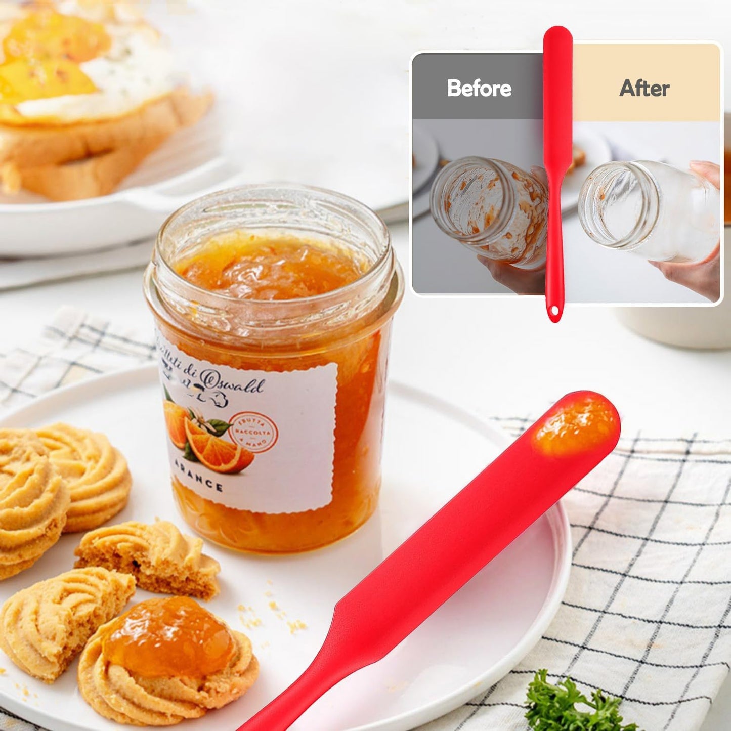 4Pcs Jar Spatula Silicone Long Scraper, Food-grade Cream Spatulas, Heat-Resistant Jam Spreader for Scraping Kitchen Baking Mixing Cake Butter