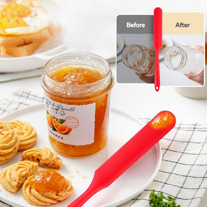 4Pcs Jar Spatula Silicone Long Scraper, Food-grade Cream Spatulas, Heat-Resistant Jam Spreader for Scraping Kitchen Baking Mixing Cake Butter