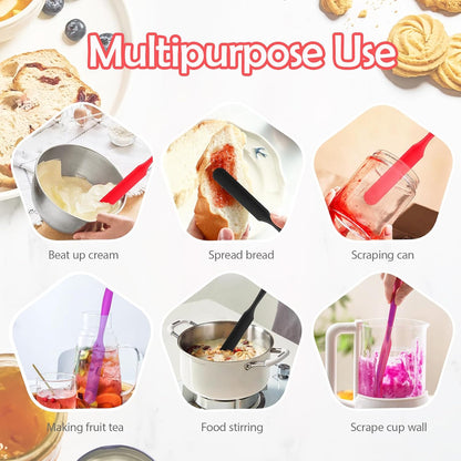 4Pcs Jar Spatula Silicone Long Scraper, Food-grade Cream Spatulas, Heat-Resistant Jam Spreader for Scraping Kitchen Baking Mixing Cake Butter