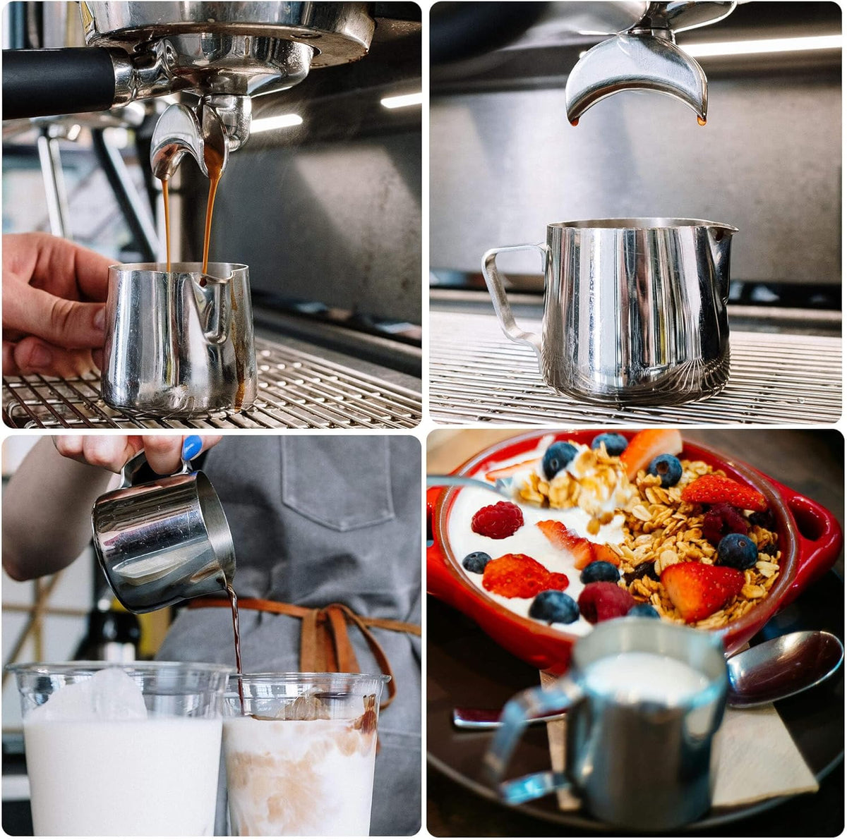 Milk Frothing Pitcher, 8.5oz/12oz/20oz/32oz/50oz/66oz Milk Frother Cup Stainless Steel, Espresso Accessories, Milk Steaming Pitchers Coffee Cappuccino Latte Art Barista Milk Jug Cup with Art Pen,12oz