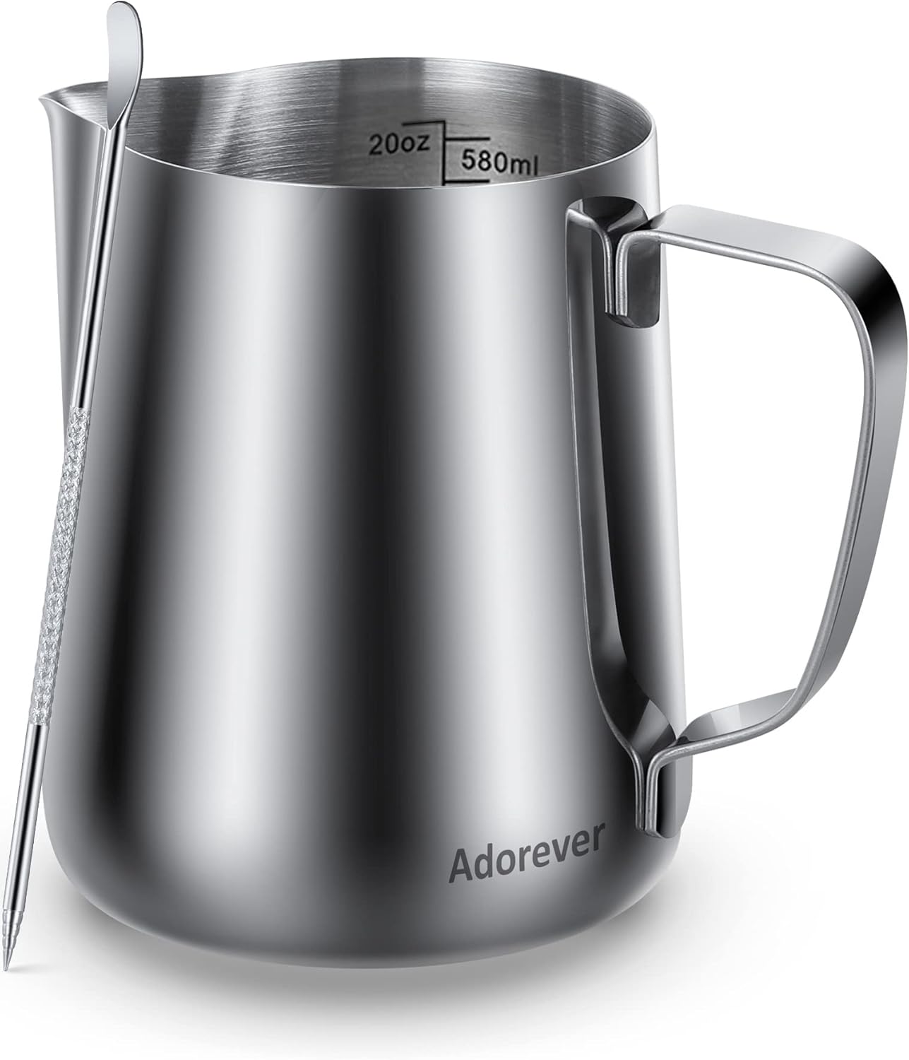 Milk Frothing Pitcher, 8.5oz/12oz/20oz/32oz/50oz/66oz Milk Frother Cup Stainless Steel, Espresso Accessories, Milk Steaming Pitchers Coffee Cappuccino Latte Art Barista Milk Jug Cup with Art Pen,12oz