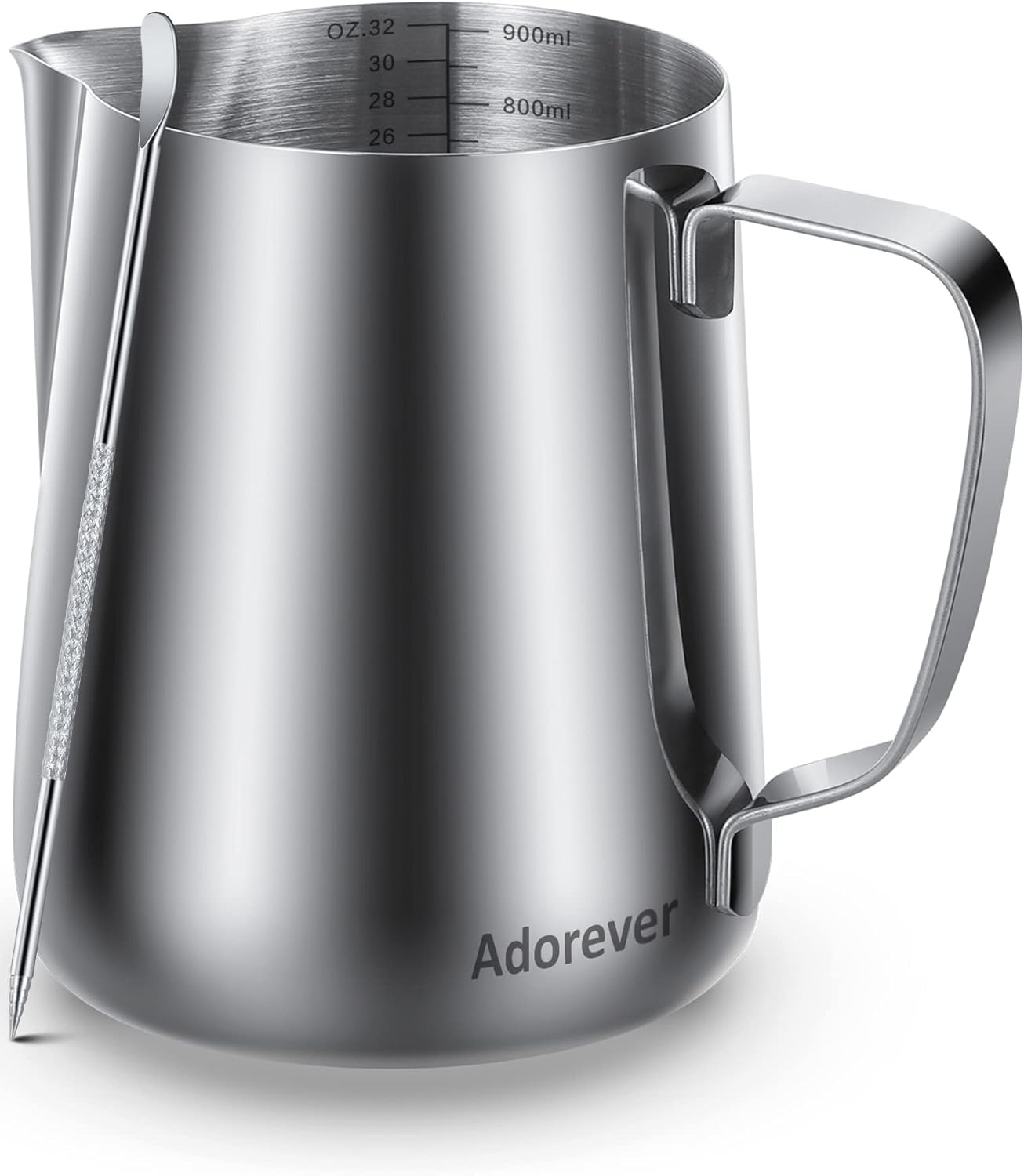 Milk Frothing Pitcher, 8.5oz/12oz/20oz/32oz/50oz/66oz Milk Frother Cup Stainless Steel, Espresso Accessories, Milk Steaming Pitchers Coffee Cappuccino Latte Art Barista Milk Jug Cup with Art Pen,12oz