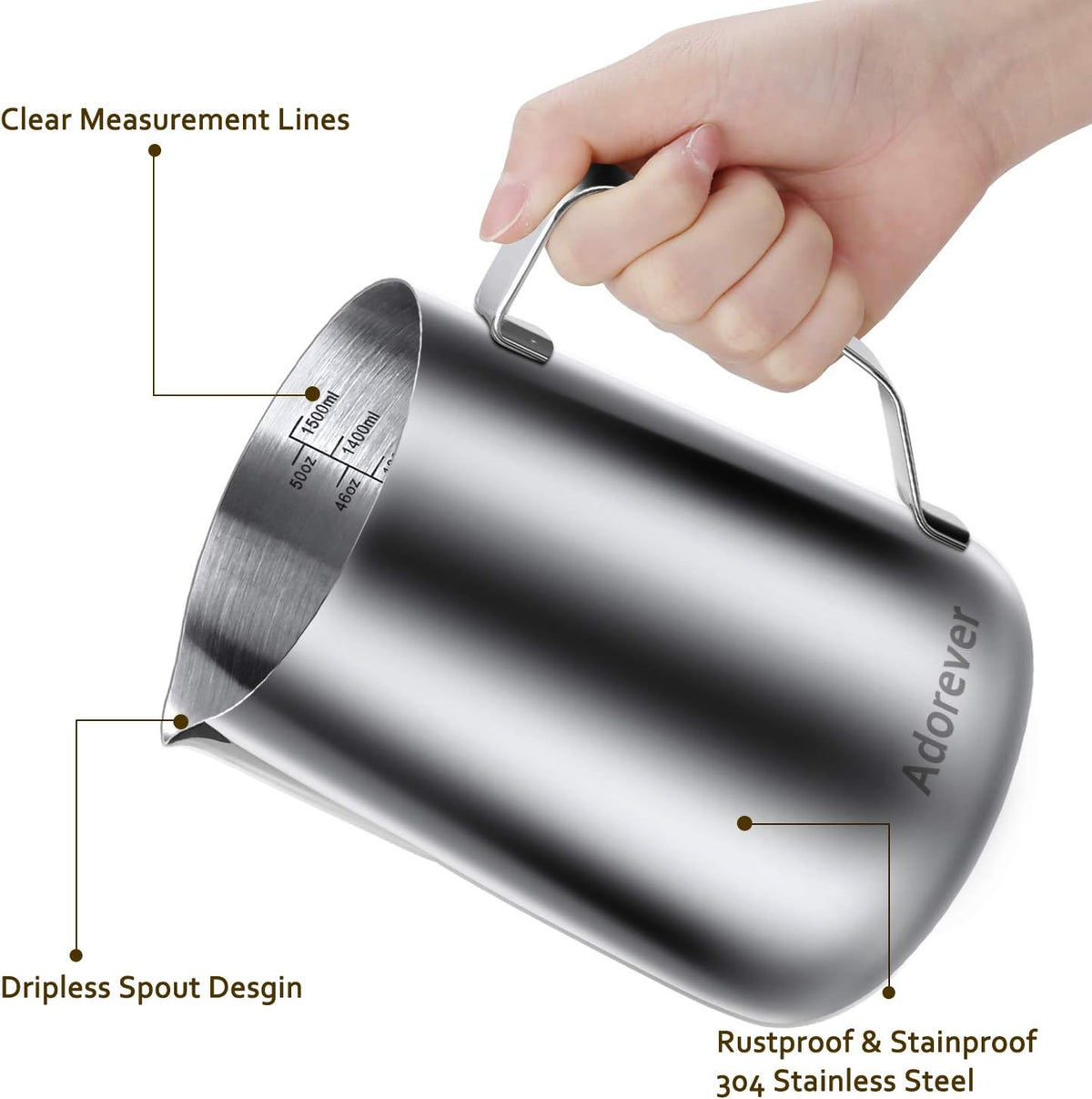 Milk Frothing Pitcher, 8.5oz/12oz/20oz/32oz/50oz/66oz Milk Frother Cup Stainless Steel, Espresso Accessories, Milk Steaming Pitchers Coffee Cappuccino Latte Art Barista Milk Jug Cup with Art Pen,12oz