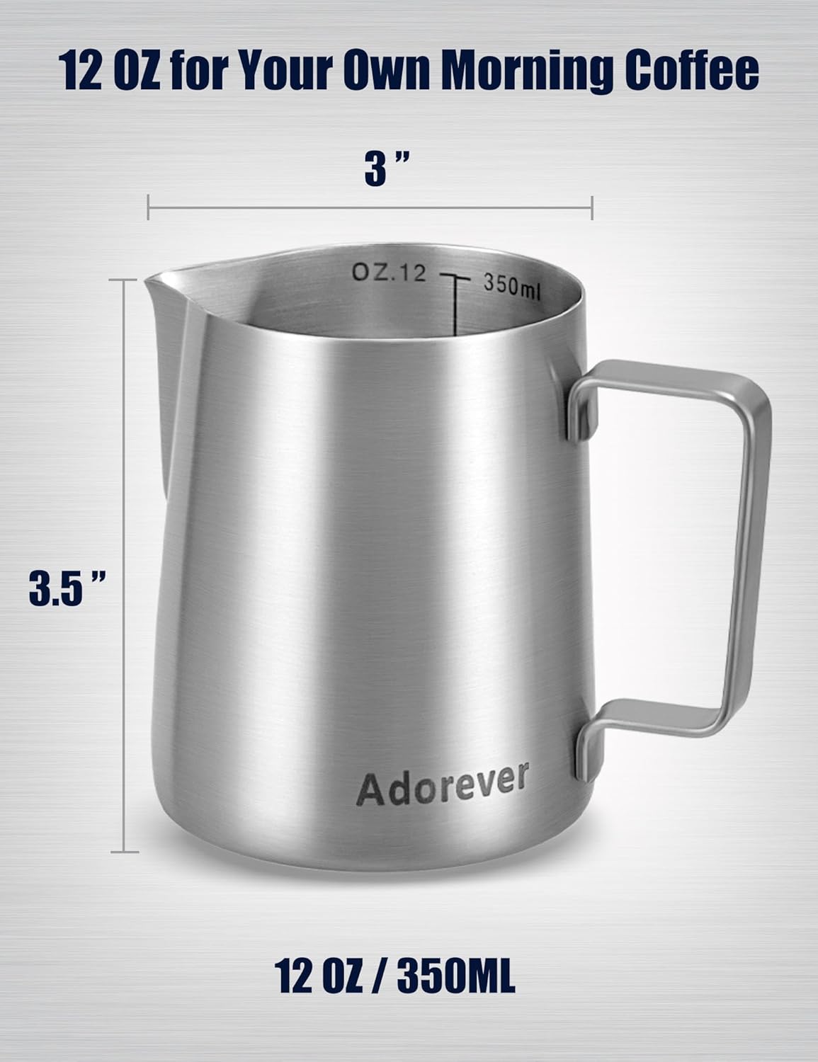 Milk Frothing Pitcher, 8.5oz/12oz/20oz/32oz/50oz/66oz Milk Frother Cup Stainless Steel, Espresso Accessories, Milk Steaming Pitchers Coffee Cappuccino Latte Art Barista Milk Jug Cup with Art Pen,12oz