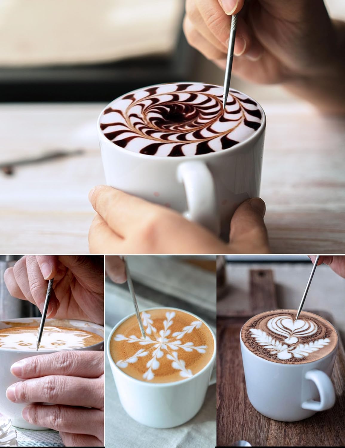 Milk Frothing Pitcher, 8.5oz/12oz/20oz/32oz/50oz/66oz Milk Frother Cup Stainless Steel, Espresso Accessories, Milk Steaming Pitchers Coffee Cappuccino Latte Art Barista Milk Jug Cup with Art Pen,12oz